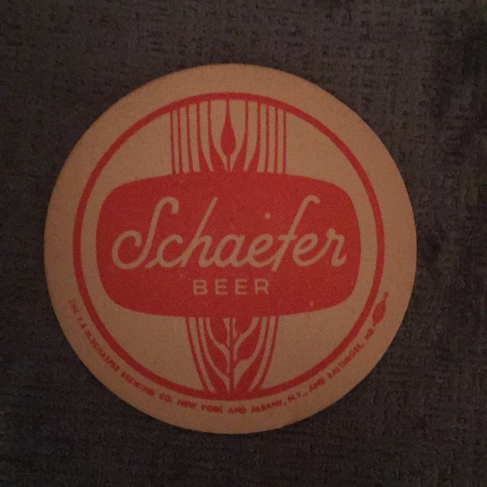 Vintage Schaefer Beer coasters, 1970s. Set of 6.